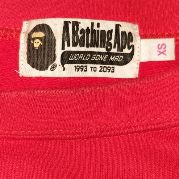 BAPE Red Tiger Shark Crew Neck Sweatshirt - Picture 5 of 11